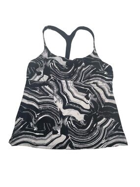 Nike Racerback Tankini Top Black White Marble Print Size Large